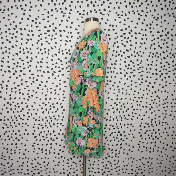 Sandro Green Floral Print V-Neck Eudelin Silk Romper - Picture 5 of 13